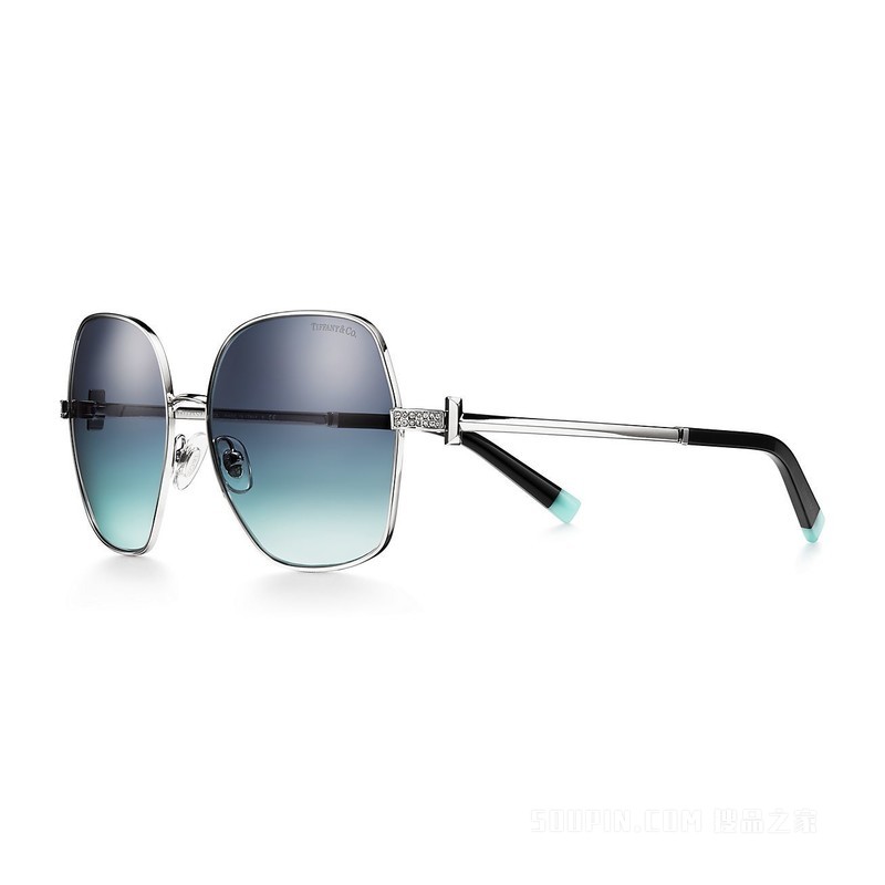 Tiffany T 系列 Tiffany Blue® 蒂芙尼蓝色渐变镜片银色金属太阳镜