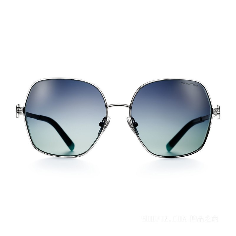 Tiffany T 系列 Tiffany Blue® 蒂芙尼蓝色渐变镜片银色金属太阳镜