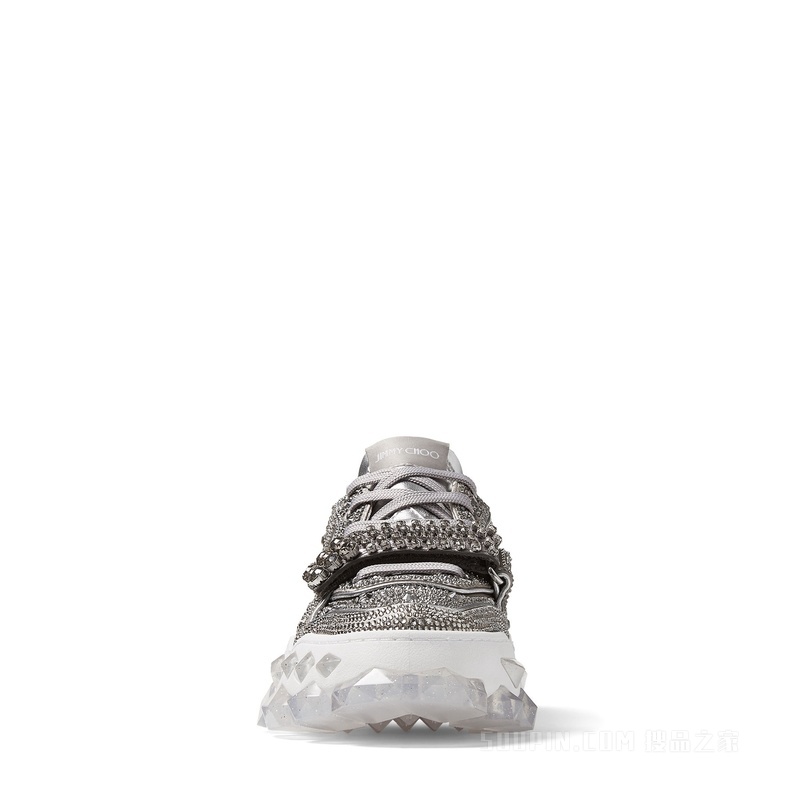 DIAMOND X STRAP/F 水晶饰银色缎面水晶饰带低帮运动鞋