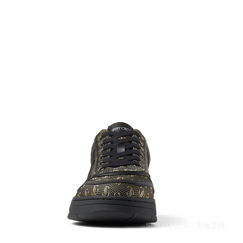 HAWAII/M 黑色金色 JC 字母图案提花卢勒克斯金银纱拼皮革低帮运动鞋