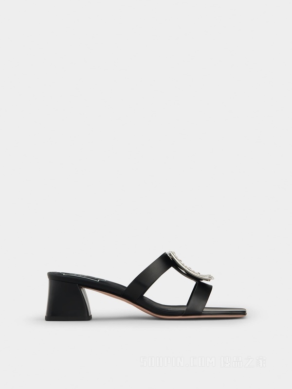 Bikiviv 钻扣穆勒鞋 黑色