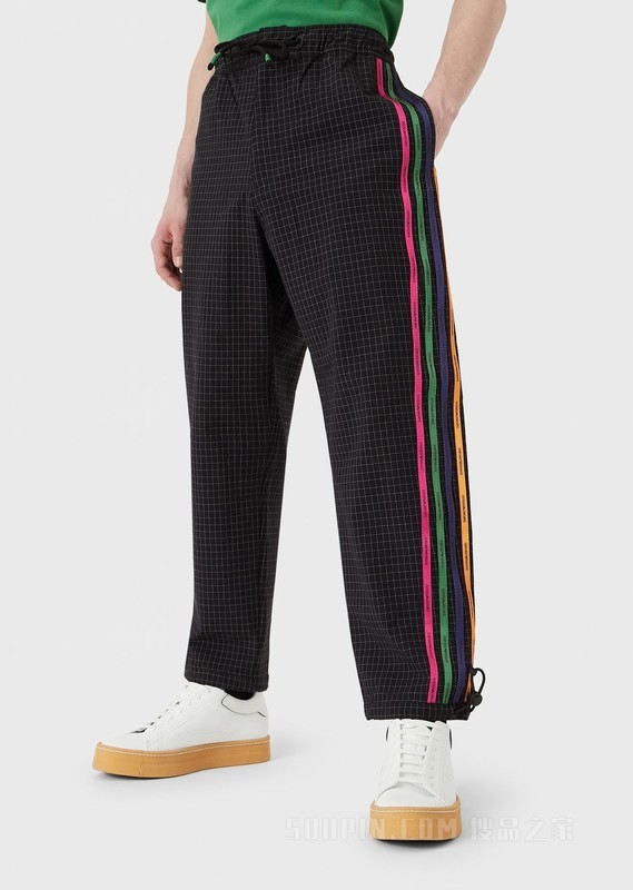 环保系列撞色弹性裤腿卫裤 | Emporio Armani