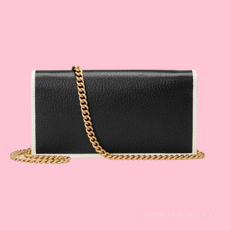 adidas x Gucci联名系列饰链带钱包 黑色皮革