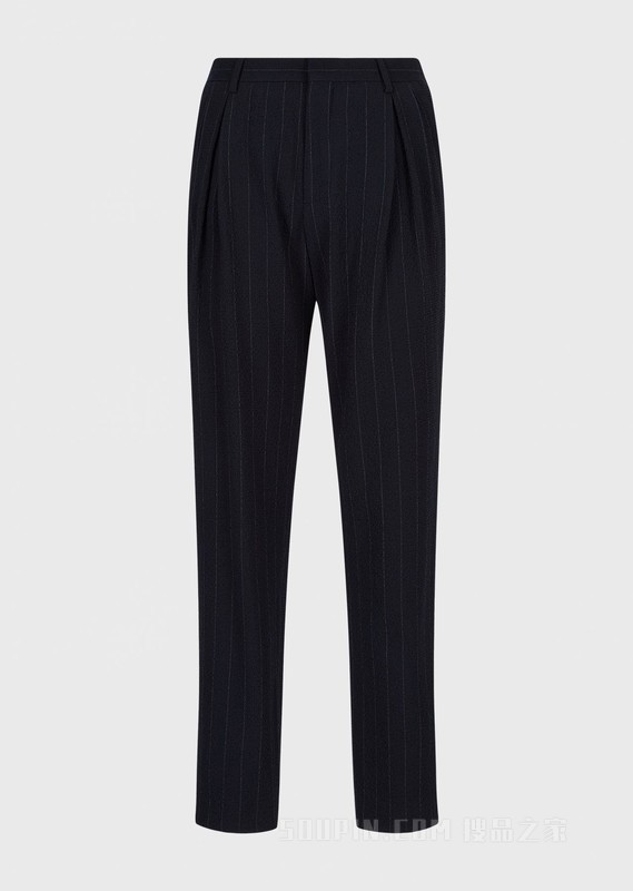 弹力羊毛泡泡纱休闲裤 | Giorgio Armani