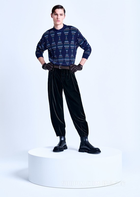 几何提花长袖针织衫 | Giorgio Armani
