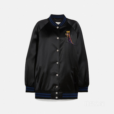 COACH X JEAN-MICHEL BASQUIAT大尺寸VARSITY夹克JACKET 黑色