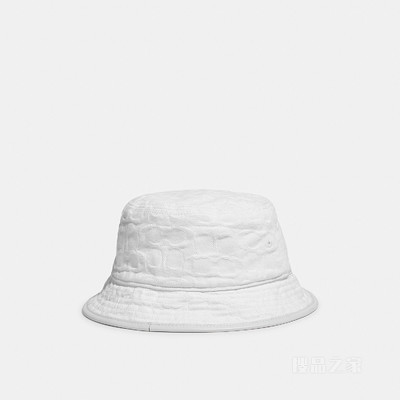 经典标志提花织物渔夫帽 白色