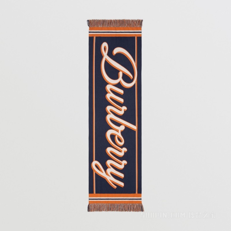 棉质徽标提花围巾 (海军蓝)