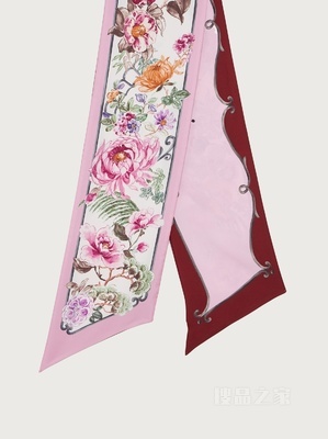 陶瓷印花桑蚕丝窄带束发带