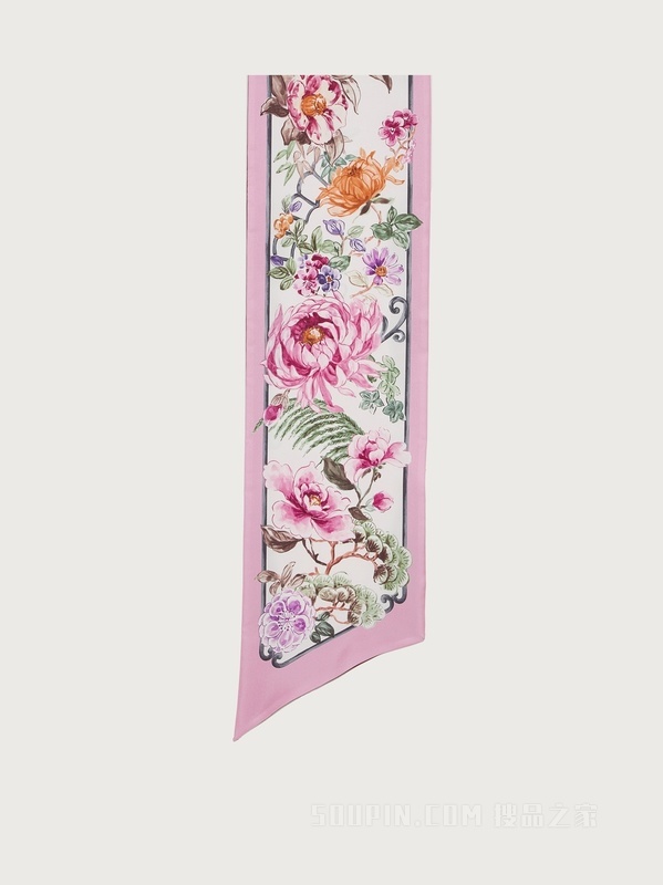 陶瓷印花桑蚕丝窄带束发带