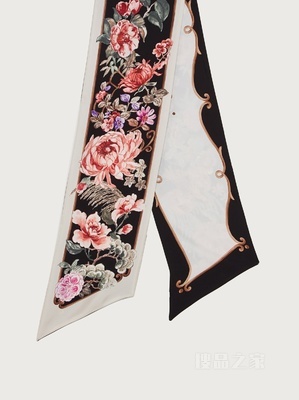 陶瓷印花桑蚕丝窄带束发带