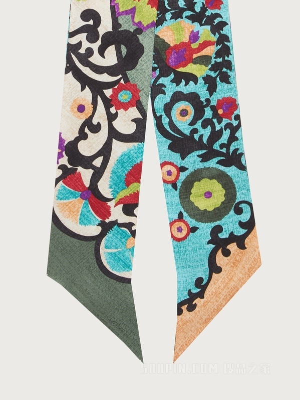 乌兹别克斯坦印花桑蚕丝窄带束发带