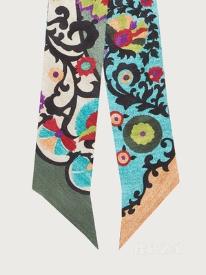 乌兹别克斯坦印花桑蚕丝窄带束发带