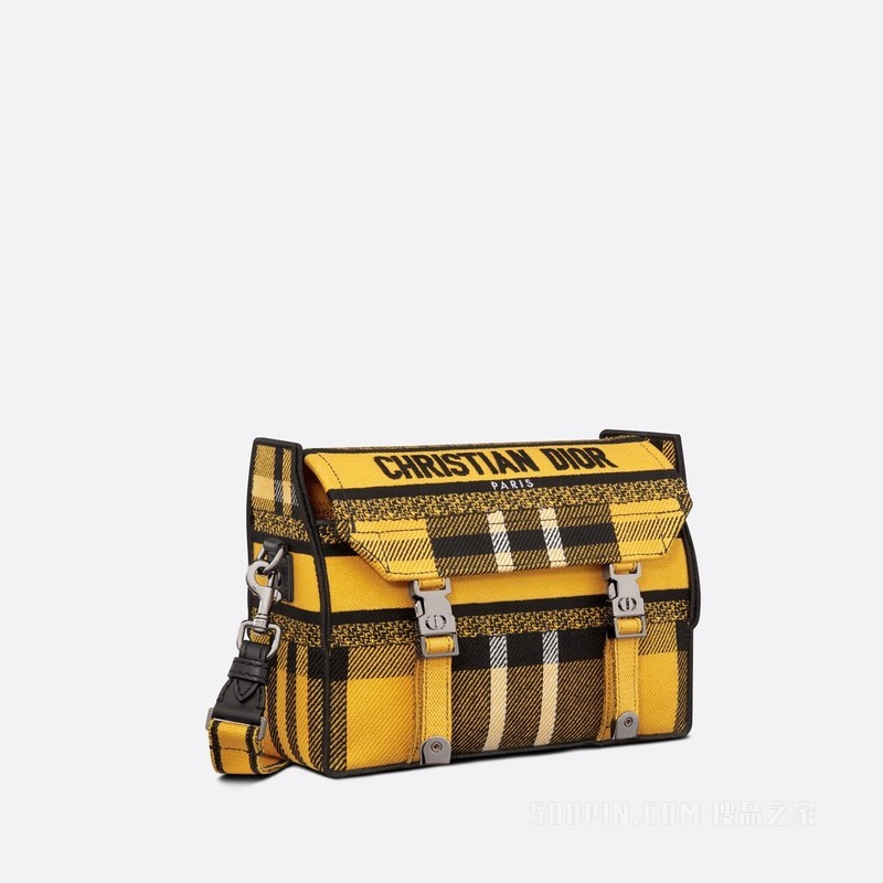 小号 Diorcamp 手袋 黄色和黑色 Check'n'Dior 图案刺绣