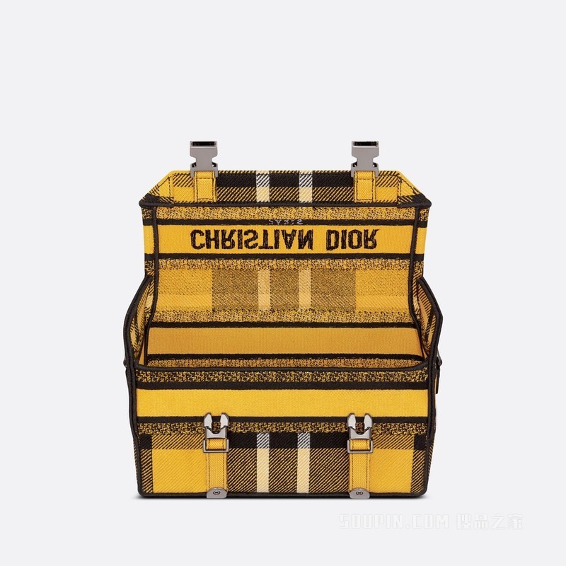 小号 Diorcamp 手袋 黄色和黑色 Check'n'Dior 图案刺绣