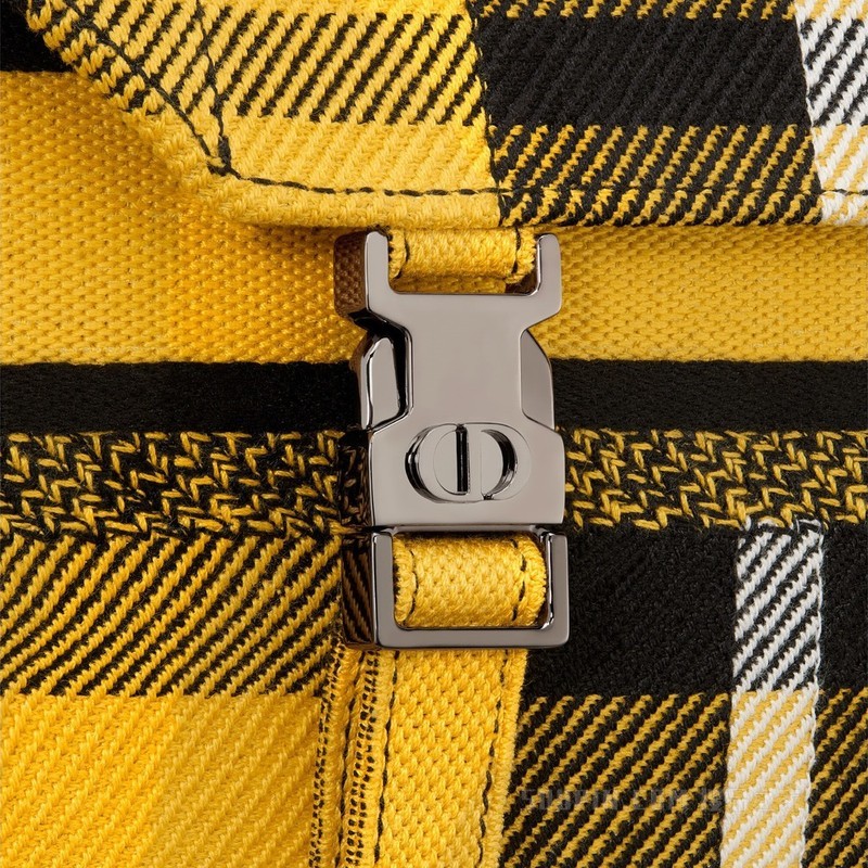 小号 Diorcamp 手袋 黄色和黑色 Check'n'Dior 图案刺绣