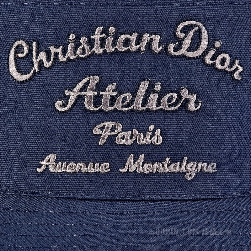 桶帽 蓝色棉质混纺帆布“Christian Dior Atelier”标志