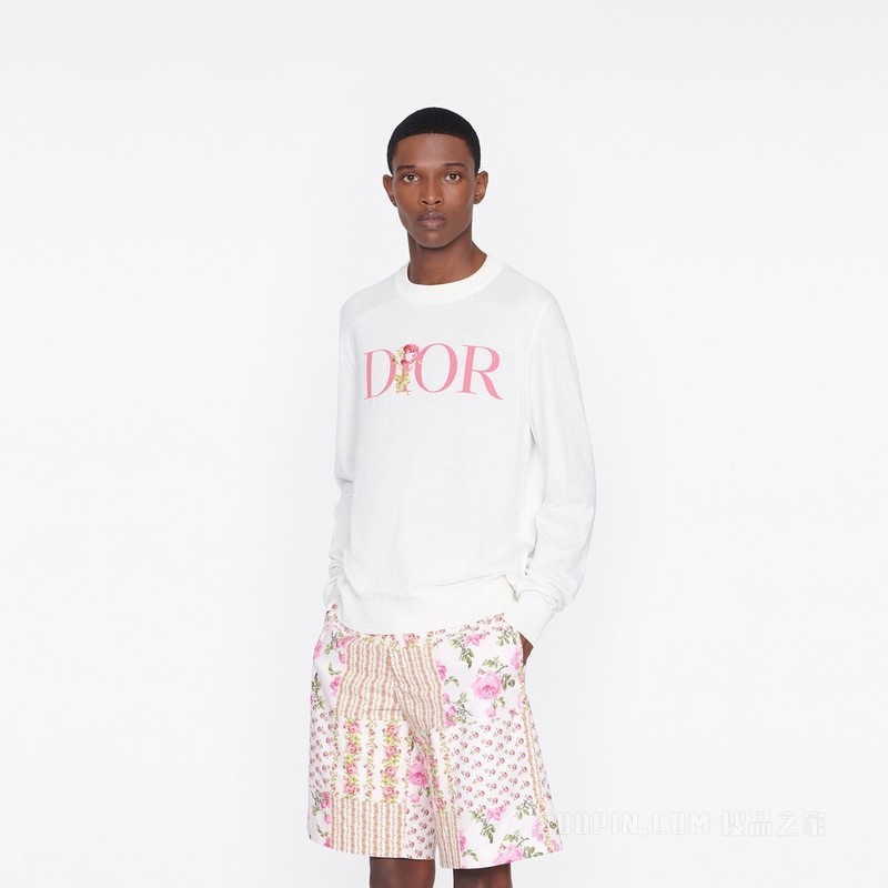 Dior Jardin 针织衫 白色桑蚕丝和棉质混纺平纹针织面料