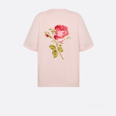 Dior Jardin 宽松版型 T 恤 淡粉色棉质平纹针织面料