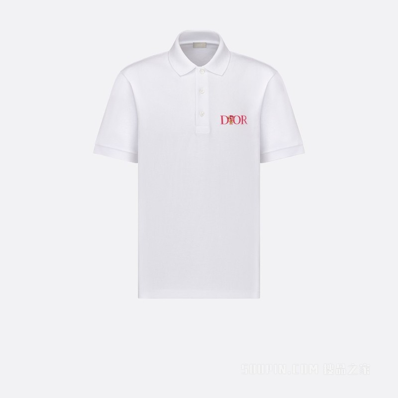 Dior Jardin 宽松版型 Polo 衫 白色棉质珠地布