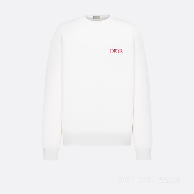 Dior Jardin 超大版型卫衣 白色棉质起绒面料