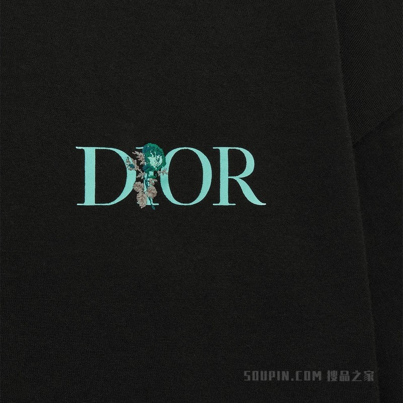 Dior Jardin 宽松版型 T 恤 黑色棉质平纹针织面料