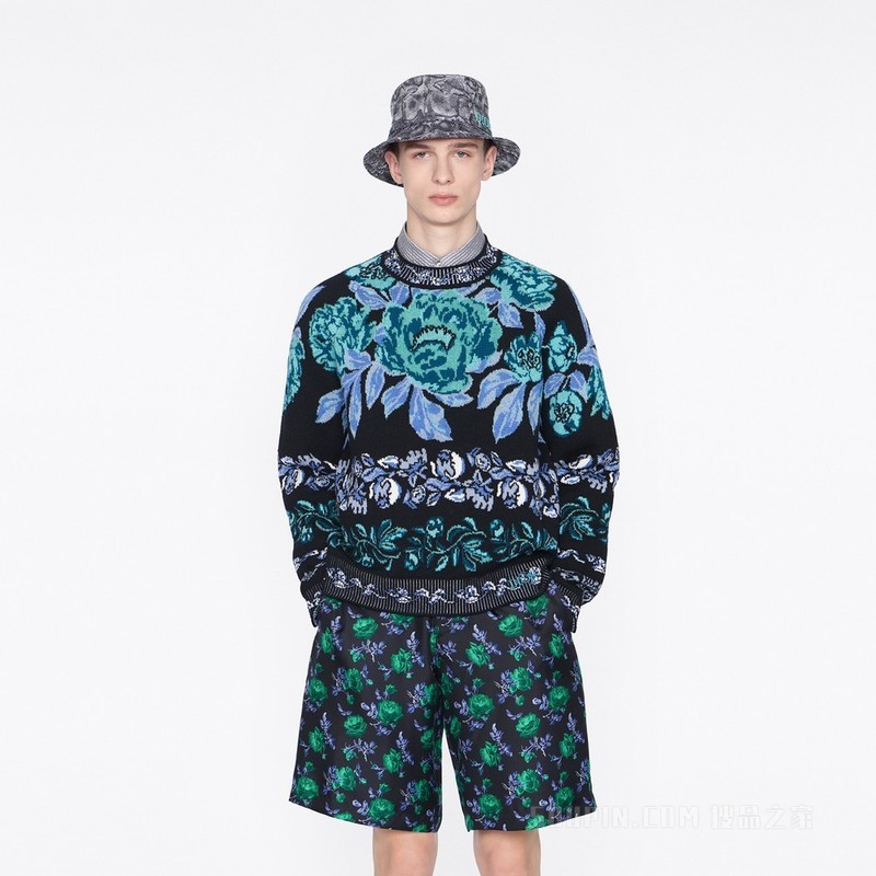 Dior Jardin 针织衫 黑色羊毛混纺平纹针织面料
