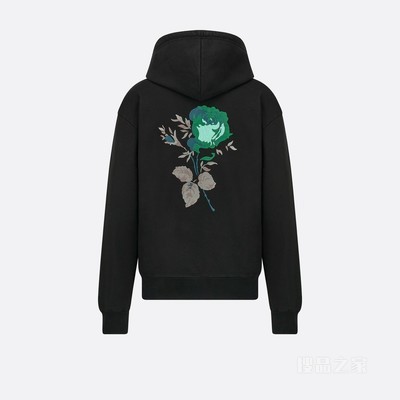 Dior Jardin 超大版型连帽运动衫 黑色棉质起绒面料