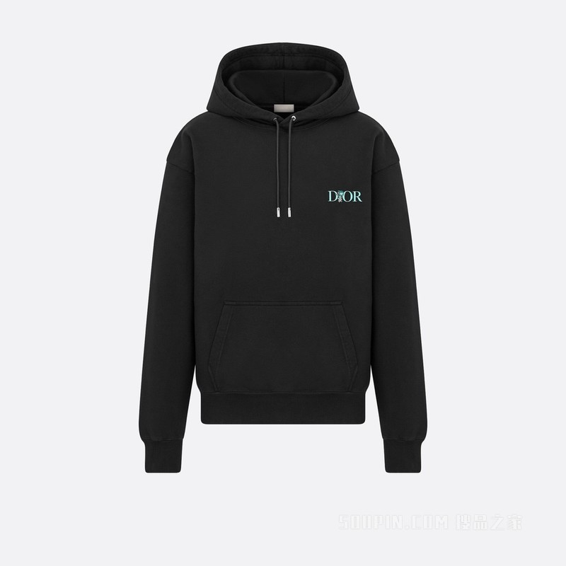 Dior Jardin 超大版型连帽运动衫 黑色棉质起绒面料