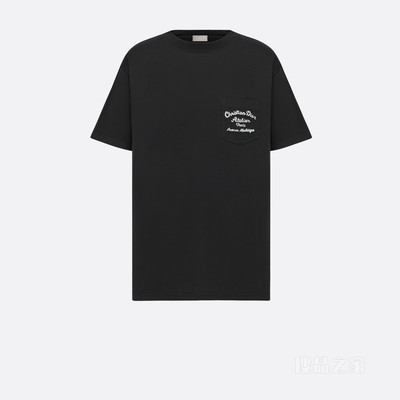 宽松版型 T 恤 黑色棉质平纹针织面料“Christian Dior Atelier”标志
