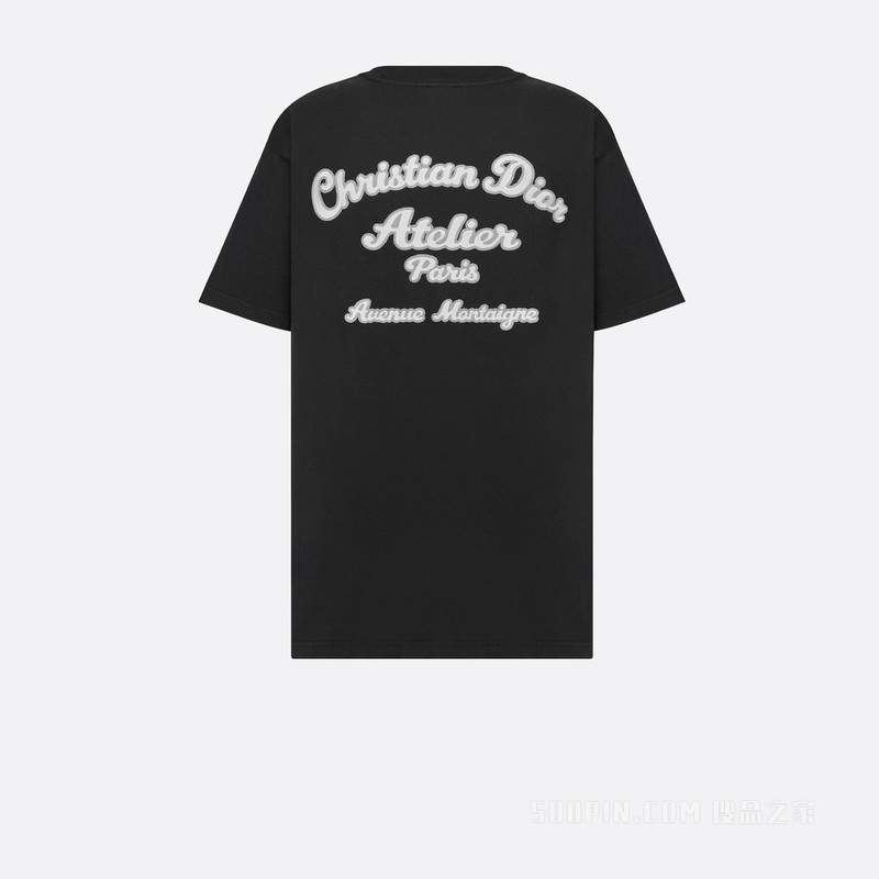 宽松版型 T 恤 黑色棉质平纹针织面料“Christian Dior Atelier”标志