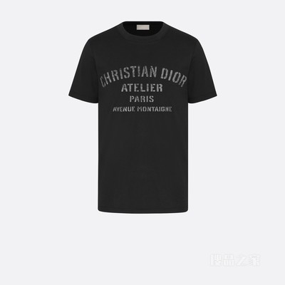 超大版型 T 恤 黑色棉质平纹针织面料“CHRISTIAN DIOR ATELIER”标志