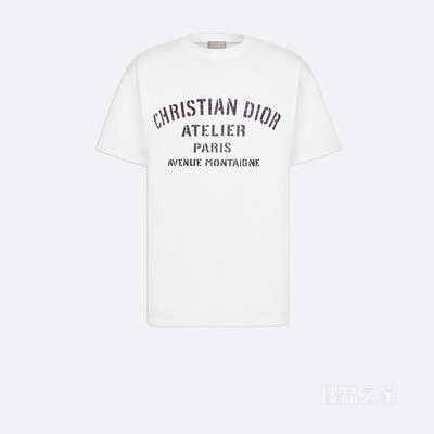 超大版型 T 恤 白色棉质平纹针织面料“CHRISTIAN DIOR ATELIER”标志