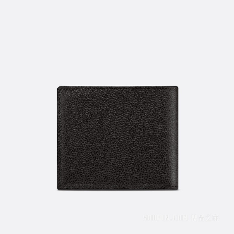 短款钱包 黑色粒面牛皮革“CD Icon”标志