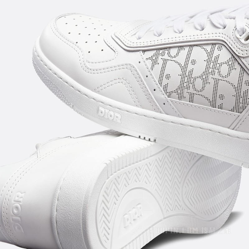 B27 低帮运动鞋 白色光滑牛皮革和 Oblique Galaxy 印花效果皮革