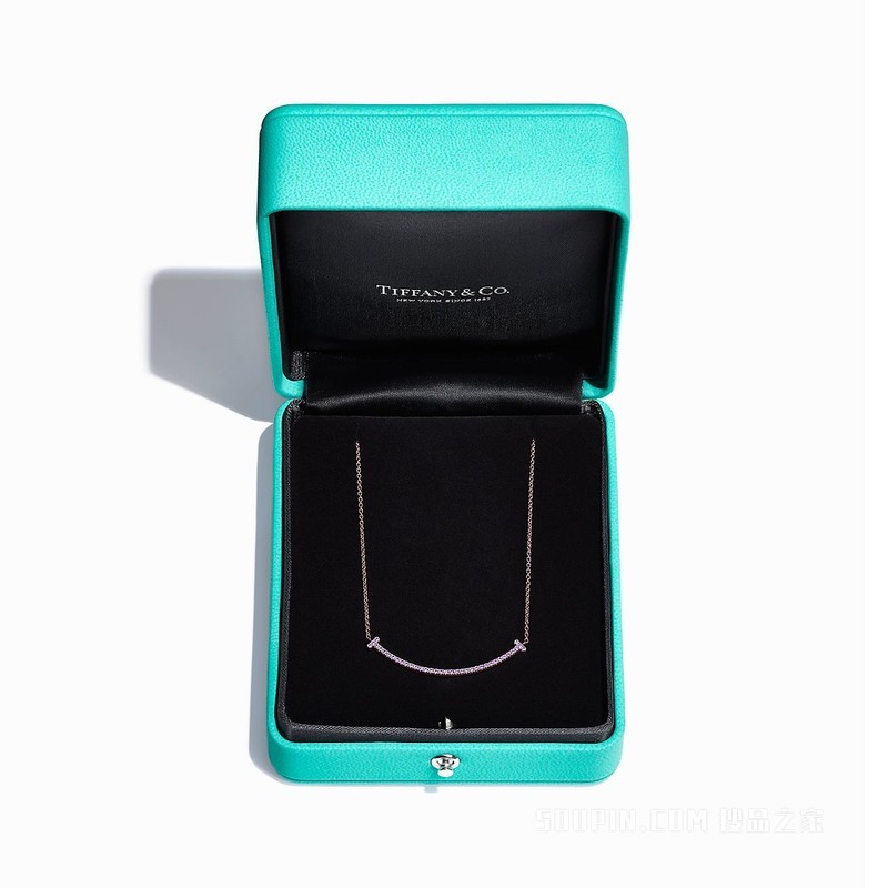 Tiffany T 系列 18K 玫瑰金镶紫水晶 Smile 项链，小号