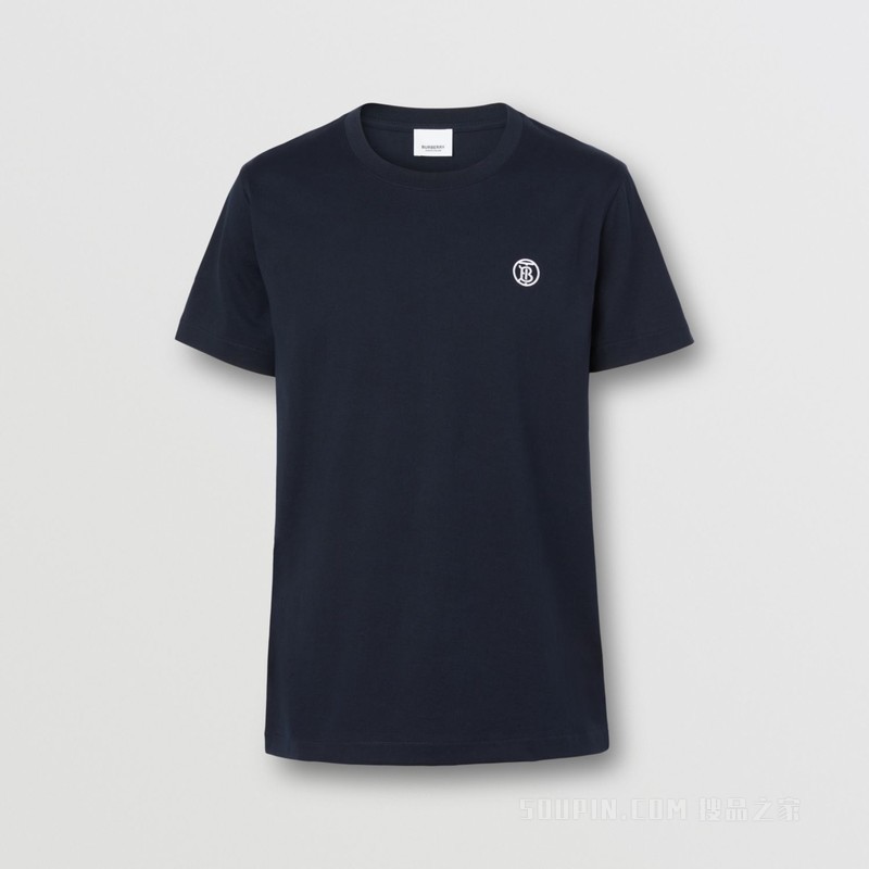 专属标识图案棉质 T 恤衫 (煤蓝色) - 男士