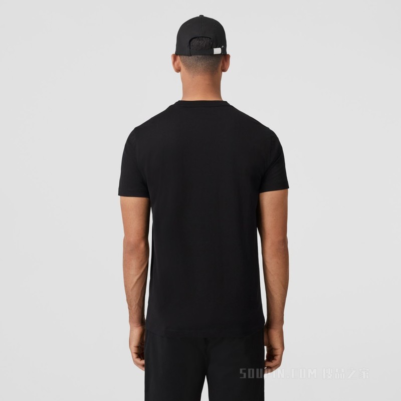 专属标识图案棉质 T 恤衫 (黑色) - 男士