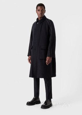 条纹拼接羊毛大衣 | Giorgio Armani