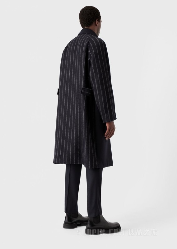 条纹拼接羊毛大衣 | Giorgio Armani