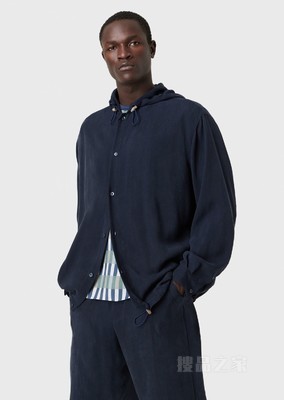 连帽抽绳收腰衬衫 | Giorgio Armani