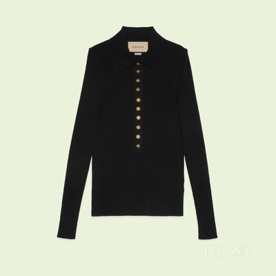 超精细粘胶纤维Polo针织衫 黑色