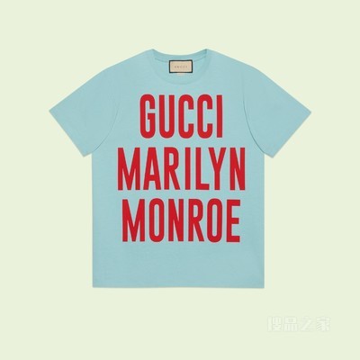 “Gucci Marilyn Monroe”印花T恤 蓝绿色