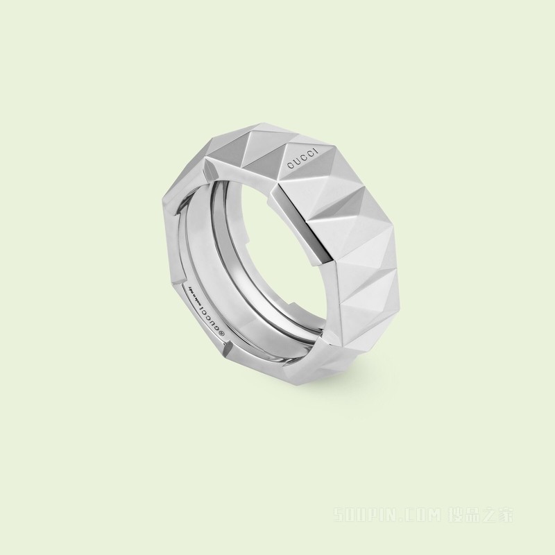 Gucci Link to Love系列饰钉戒指 18K白金