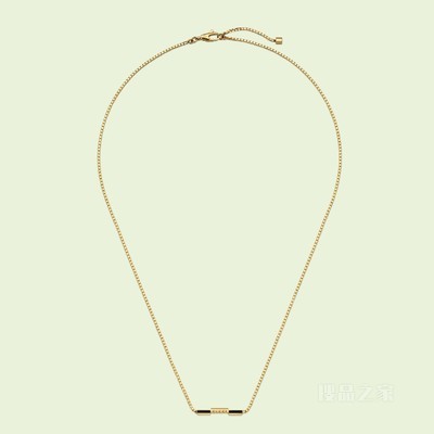 Gucci Link to Love系列“Gucci”长条吊坠项链 18K黄金