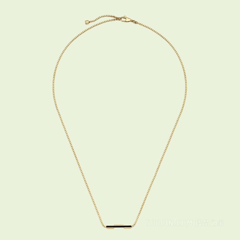 Gucci Link to Love系列“Gucci”长条吊坠项链 18K黄金