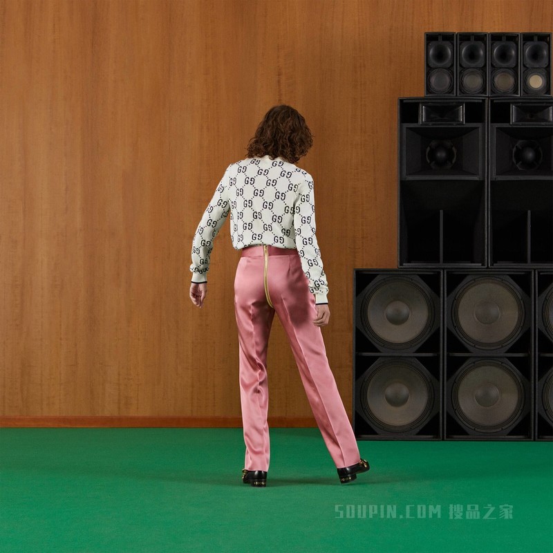 GG针织棉卫衣 象牙白色棉布