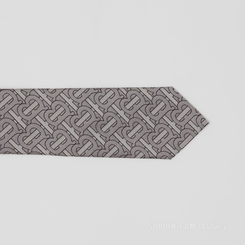 经典剪裁专属标识印花丝质领带 (灰色) - 男士