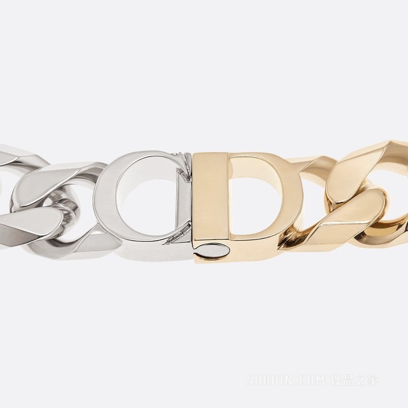 “CD Icon”链环项链 银色和金色饰面黄铜