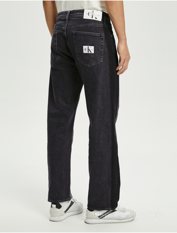 【复刻90系列】Calvin Klein 22初秋男拼色LOGO织标直筒牛仔裤J321552